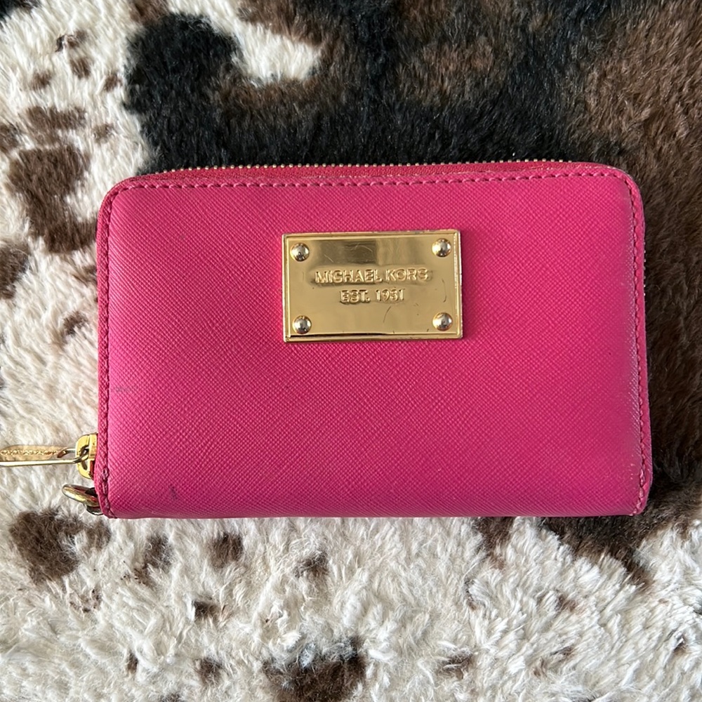 Michael Kors Limited Edition Neon Pink Zipper Wallet